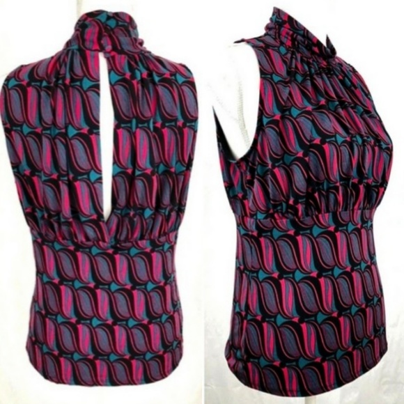 Bisou Bisou Tops - Bisou Bisou Art Geometric Keyhole Sleeveless sz S